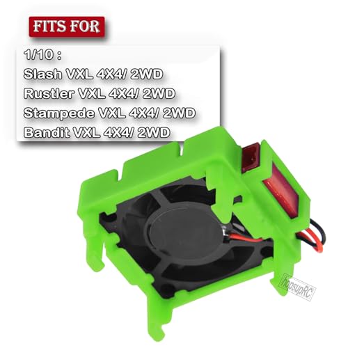 hopsupRC VXL-3s ESC Motor Cooling Fan Heatsink Upgrade for Traxxas 1/10 Slash/Rustler/Stampede VXL 4WD 2WD, Aluminum High Velocity Fan, Green (Replaces #3340)