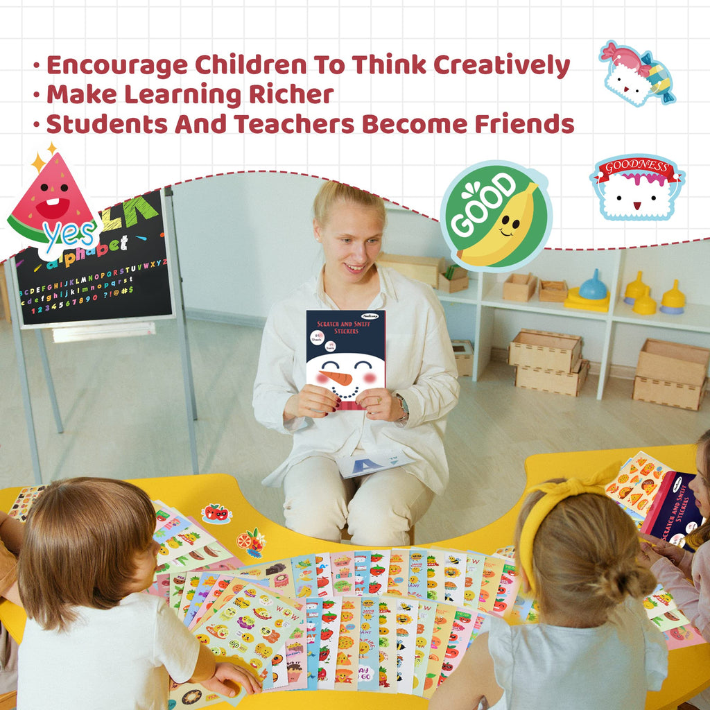 HORIECHALY 85-Sheet Scratch and Sniff Sticker Set – 17 Scents, 1670 Pieces for Kids Rewards