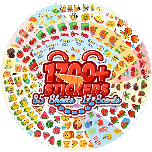 HORIECHALY 85-Sheet Scratch and Sniff Sticker Set – 17 Scents, 1670 Pieces for Kids Rewards