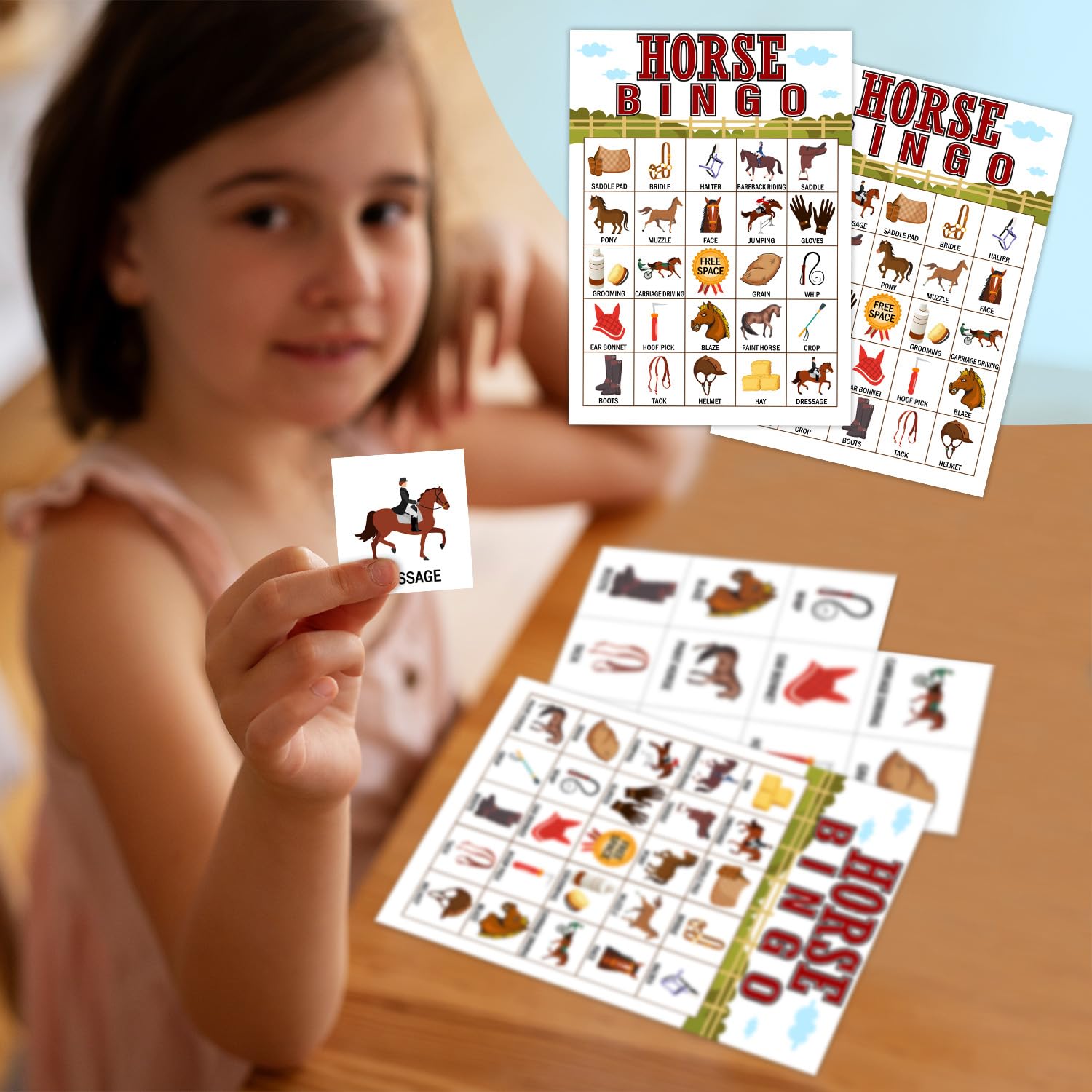Horse Farm Bingo Cards - 24 Player Pony Party Bingo Game for Kids & Adults, Cowgirl Cowboy Theme Party Favor
