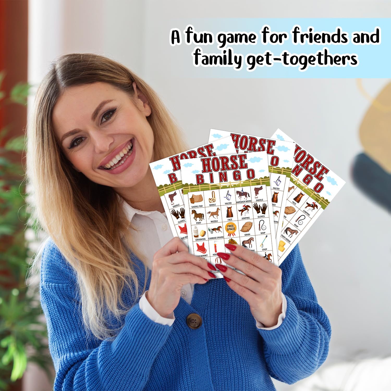 Horse Farm Bingo Cards - 24 Player Pony Party Bingo Game for Kids & Adults, Cowgirl Cowboy Theme Party Favor