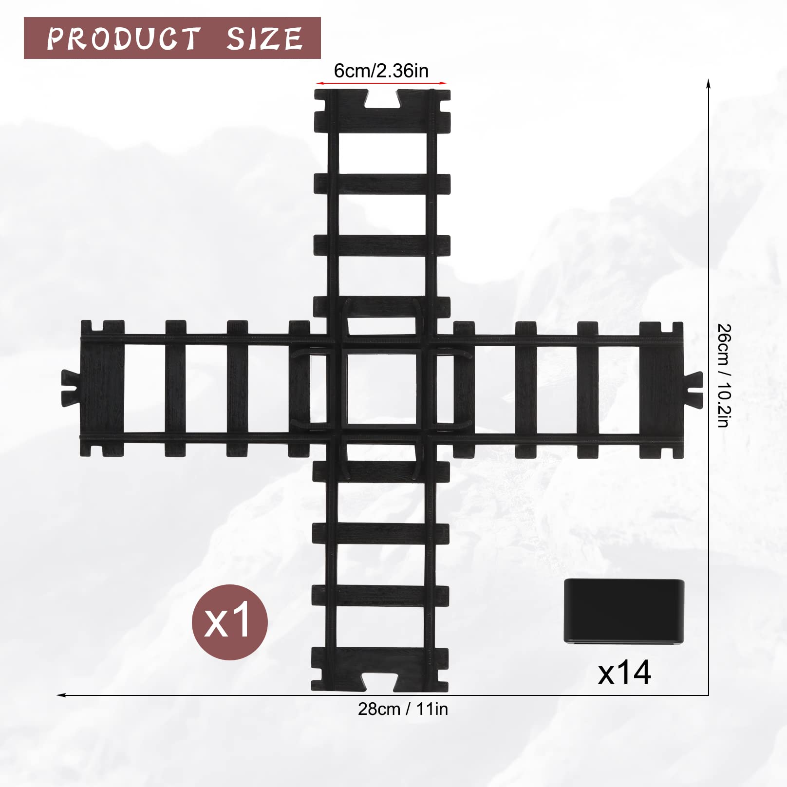 Hot Bee Train Track Accessories – Cross Track Kit with 14 Buckles, 6cm Wide, for 9015 Set