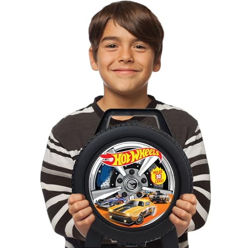 Hot Wheels 30 Car Case - Wheel-Shaped Storage Organizer for 1:64 Scale Die-Cast Cars, Official Amazon Exclusive by Tara Toys
