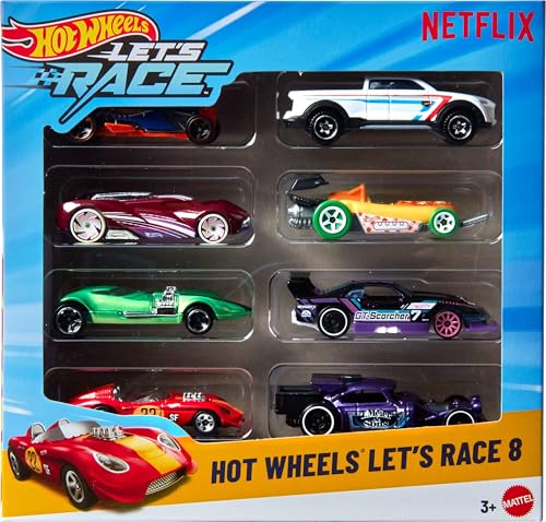Hot Wheels Let's Race 8-Pack: 1:64 Scale Cars and Trucks from the Netflix Series