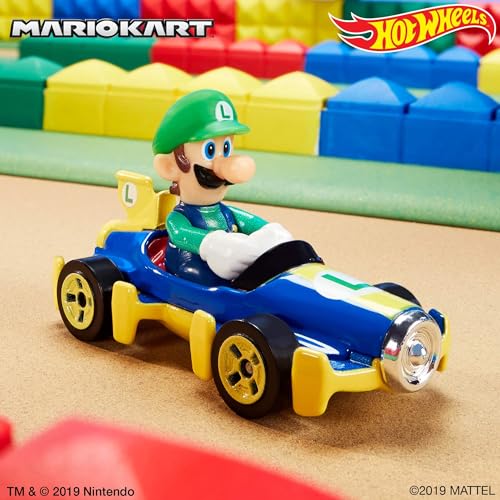 Hot Wheels Mario Kart Luigi Mach 8 Die-Cast Car – 1:64 Scale Track-Compatible Replica