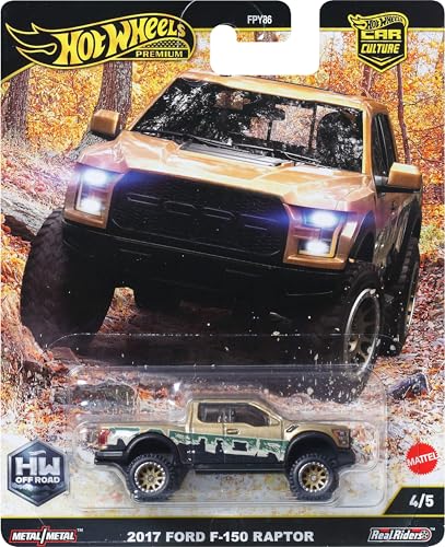 Hot Wheels Premium Car Culture 2017 Ford F-150 Raptor 1:64 Scale Die-Cast with Real Riders Tires and Metal Body