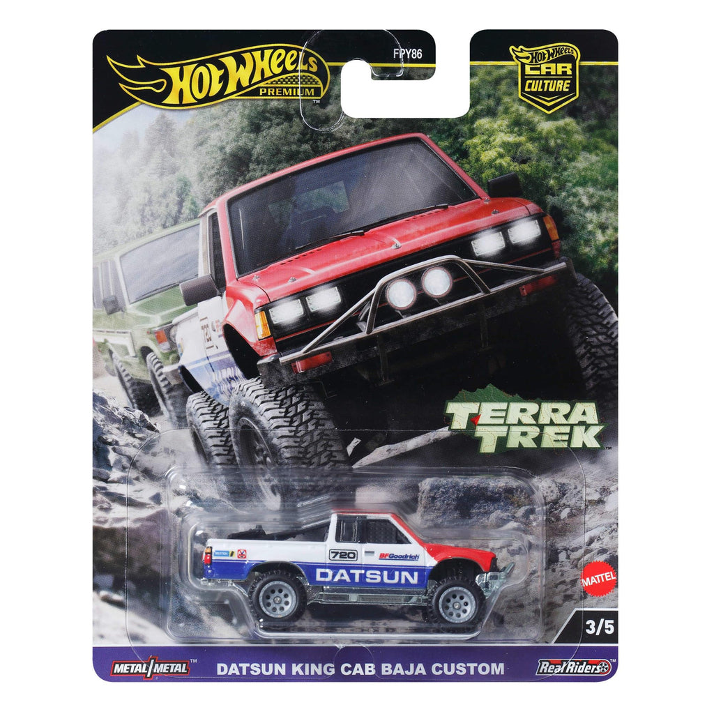 Hot Wheels Premium Car Culture Datsun King Cab Baja Custom 1:64 Die-Cast with Real Riders Tires
