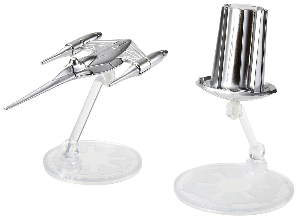 Hot Wheels Star Wars Naboo Starfighter Die-Cast Starship – Commemorative Series with Death Star Build Piece