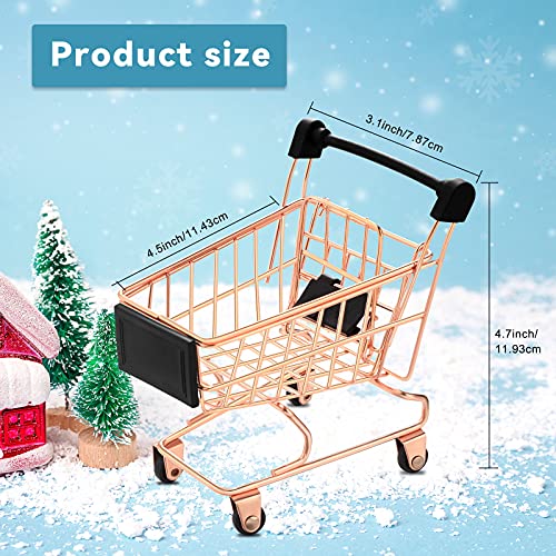 Hotop 3-Piece Mini Shopping Cart Set – Silver, Gold, Rose Gold – Metal Toy and Desk Organizer