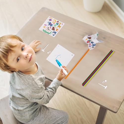 HOTPLACY 25 Pack DIY Pinwheels Craft Kit for Kids – Color Your Own White Pinwheels with Colorful Handles, Bulk Spring Craft for Creativity
