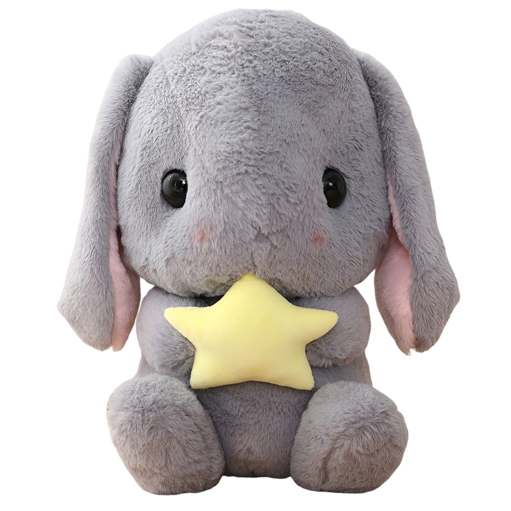 HOUPU Gray-Star Soft Toy Sitting Lop Eared Rabbit - 8.6 Inch Plush Bunny with Carrot