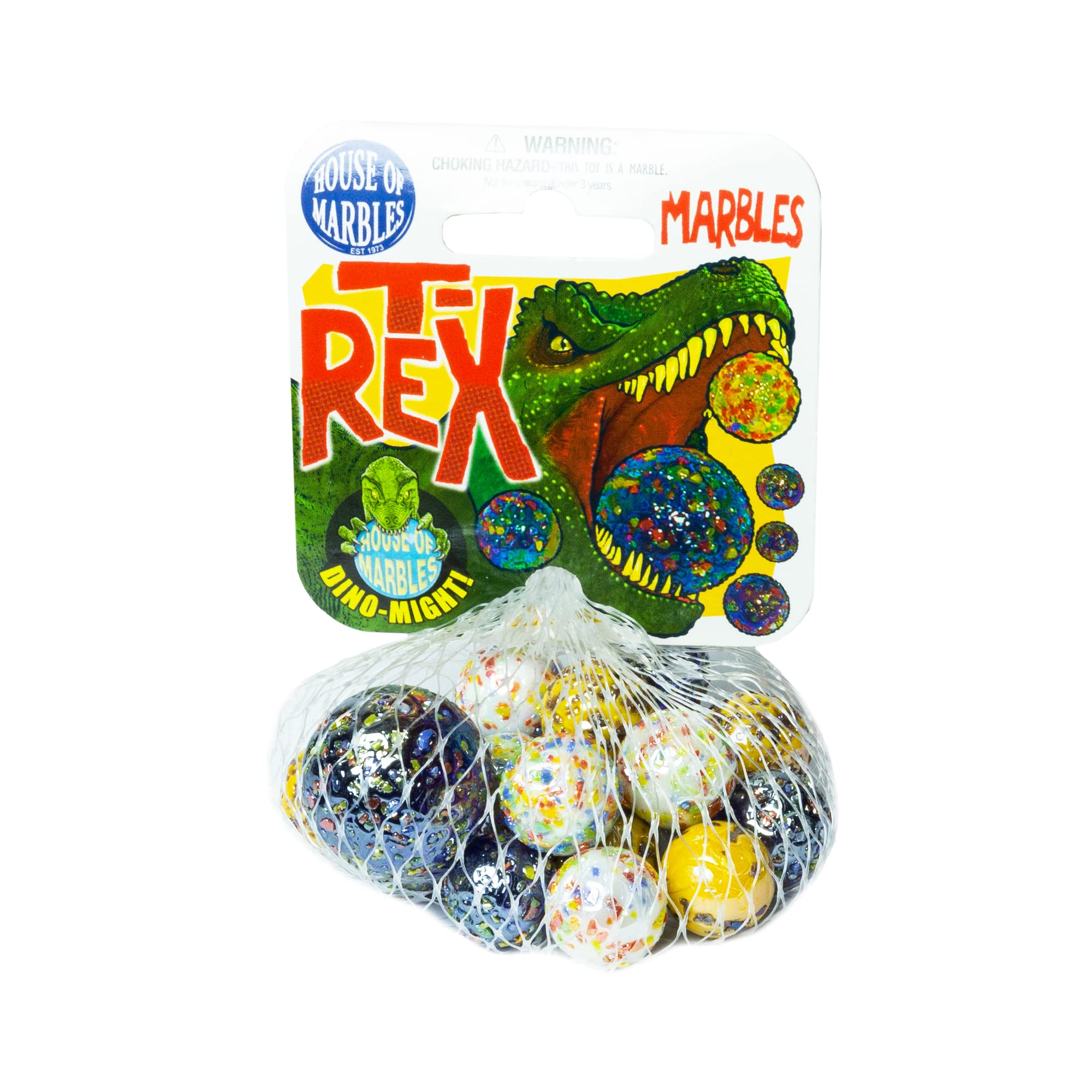 House of Marbles T-Rex Themed Net Bag of Marbles – Colorful with Exclusive Marbles