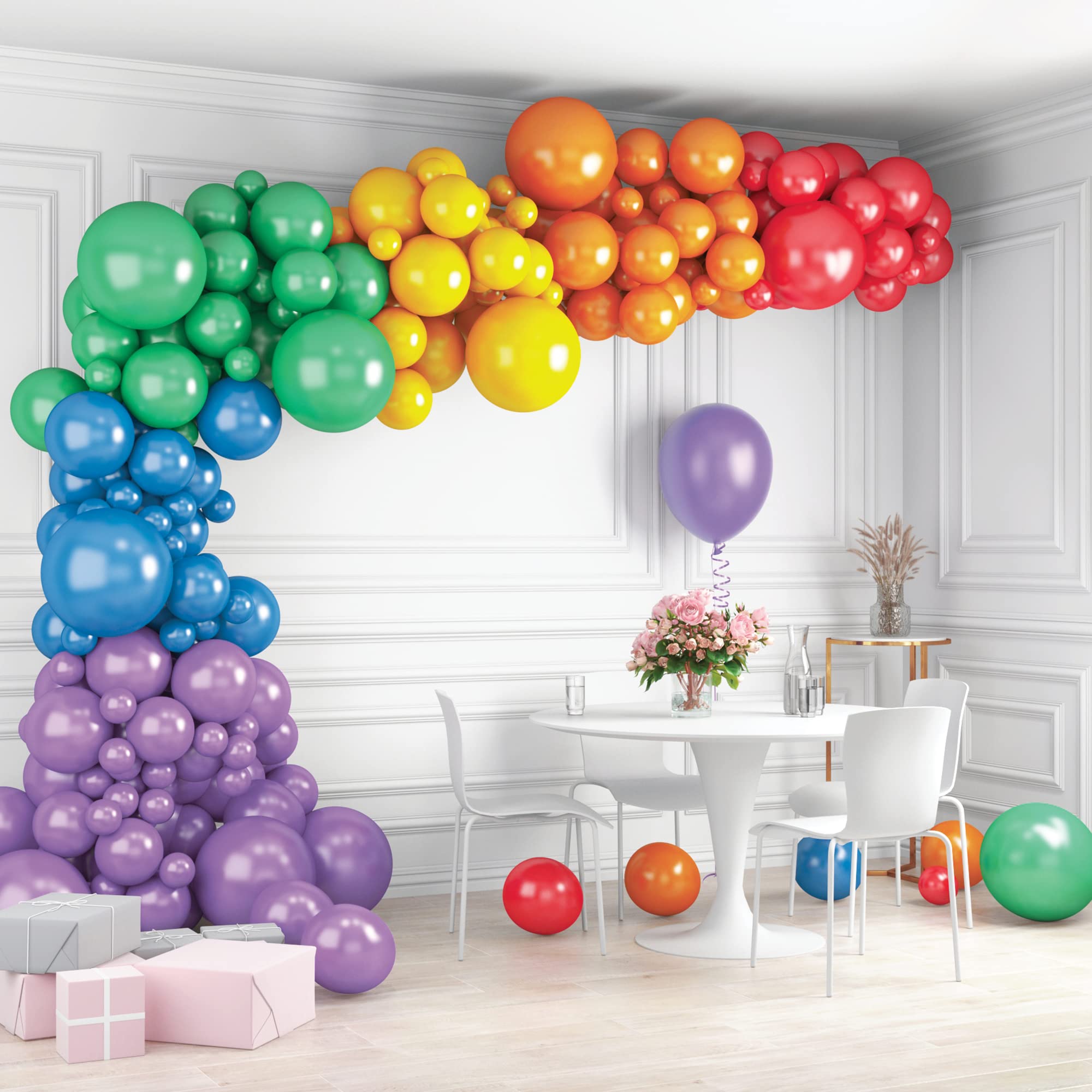 HOUSE OF PARTY 140-Piece Rainbow Balloon Arch Kit for Parties
