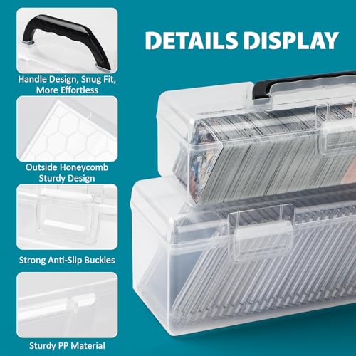 HOXHA Trading Card Storage Box 2 Pack – Large & Small Cases with 1300+ Capacity, Durable and Portable