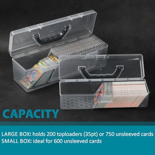 HOXHA Trading Card Storage Box 2 Pack – Large & Small Cases with 1300+ Capacity, Durable and Portable