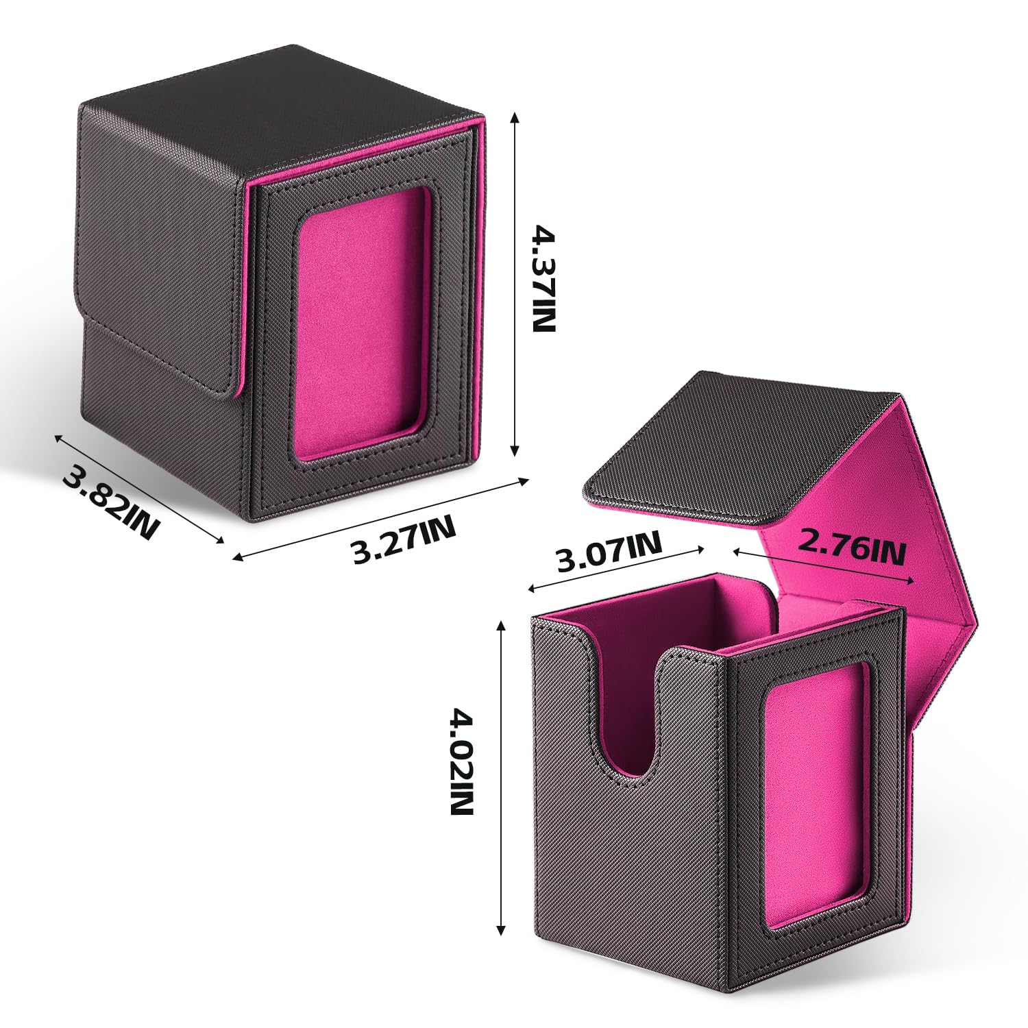 HSMH MTG Commander Deck Box Black Purple - Fits 100 Double Sleeved Cards with Display Window