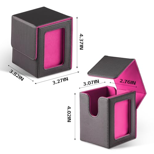 HSMH MTG Commander Deck Box Black Purple - Fits 100 Double Sleeved Cards with Display Window