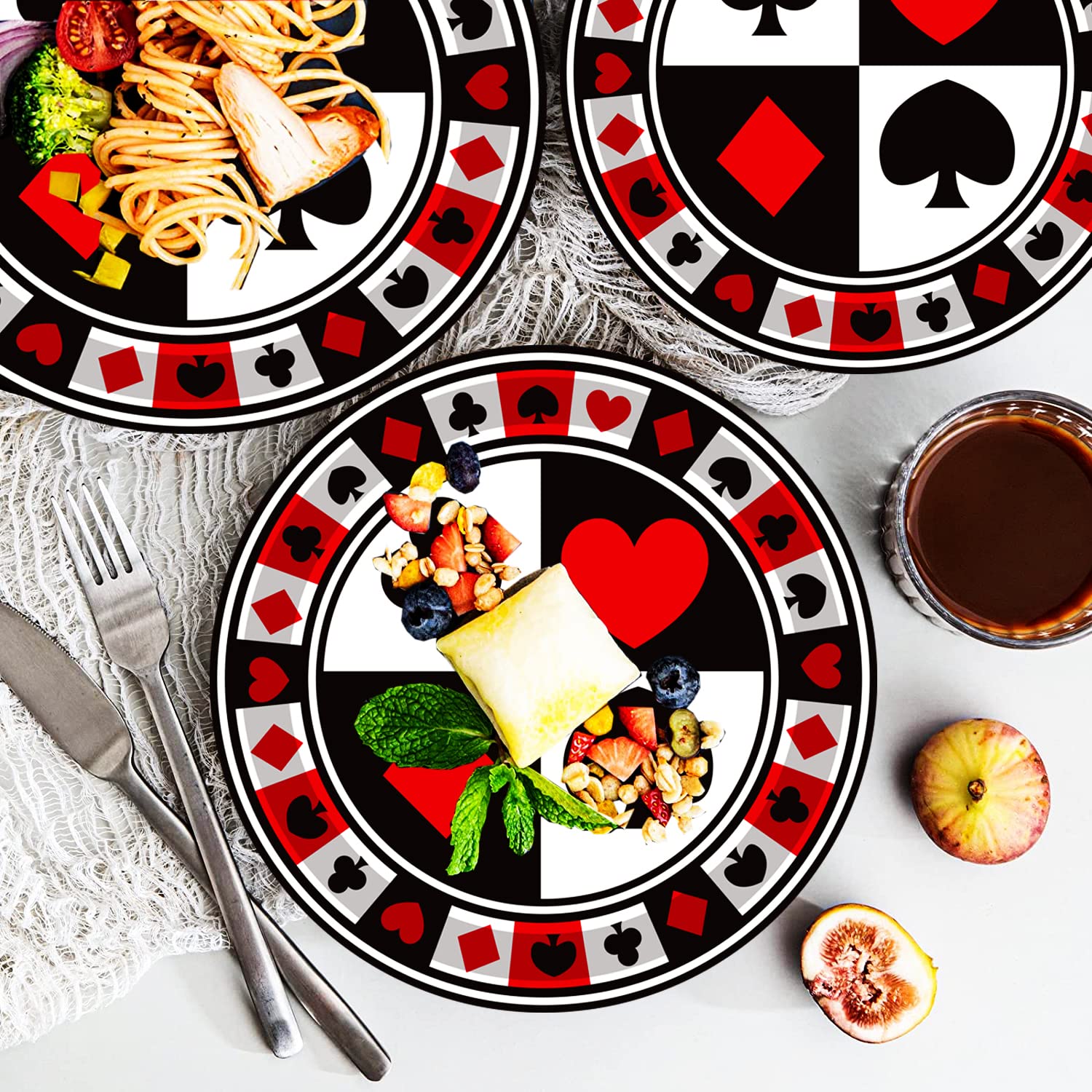 HSPAIDYP 60-Piece Poker Party Tableware Set – Plates, Napkins & Forks for Casino Night