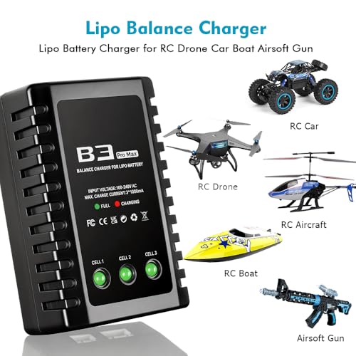HTRC LiPo Battery Charger 2S-3S Compact Balance Charger for 7.4-11.1V RC Batteries