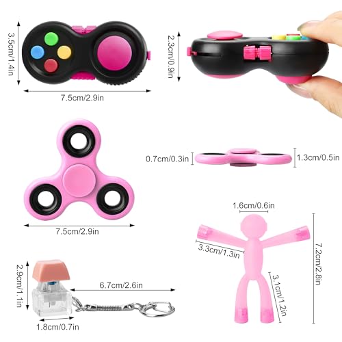 HTSHO 6 Pack Sensory Fidget Toy Set - Stress Relief Anxiety Toys for Kids & Adults - Pink