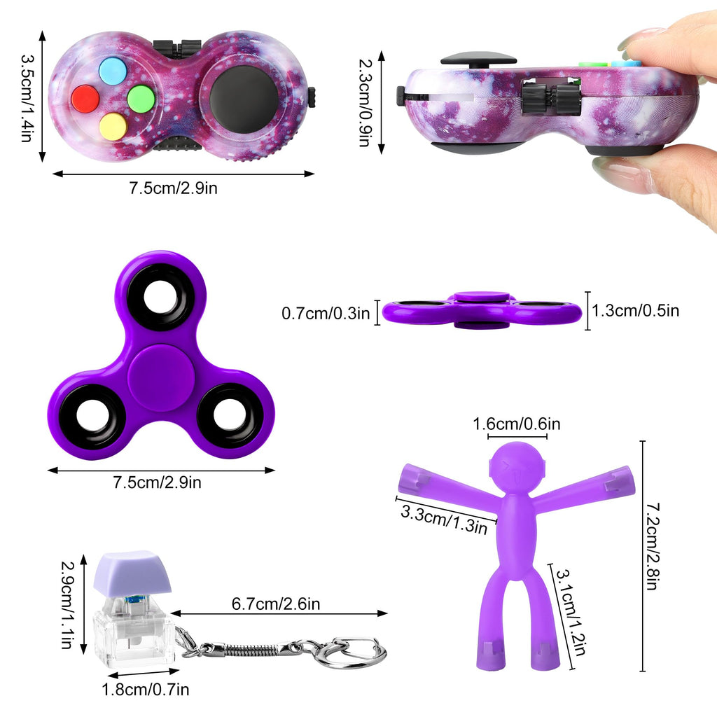 HTSHO 6-Pack Sensory Fidget Toy Set – Purple Stress Relief Toys for Kids and Adults