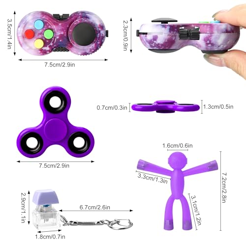 HTSHO 6-Pack Sensory Fidget Toy Set – Purple Stress Relief Toys for Kids and Adults