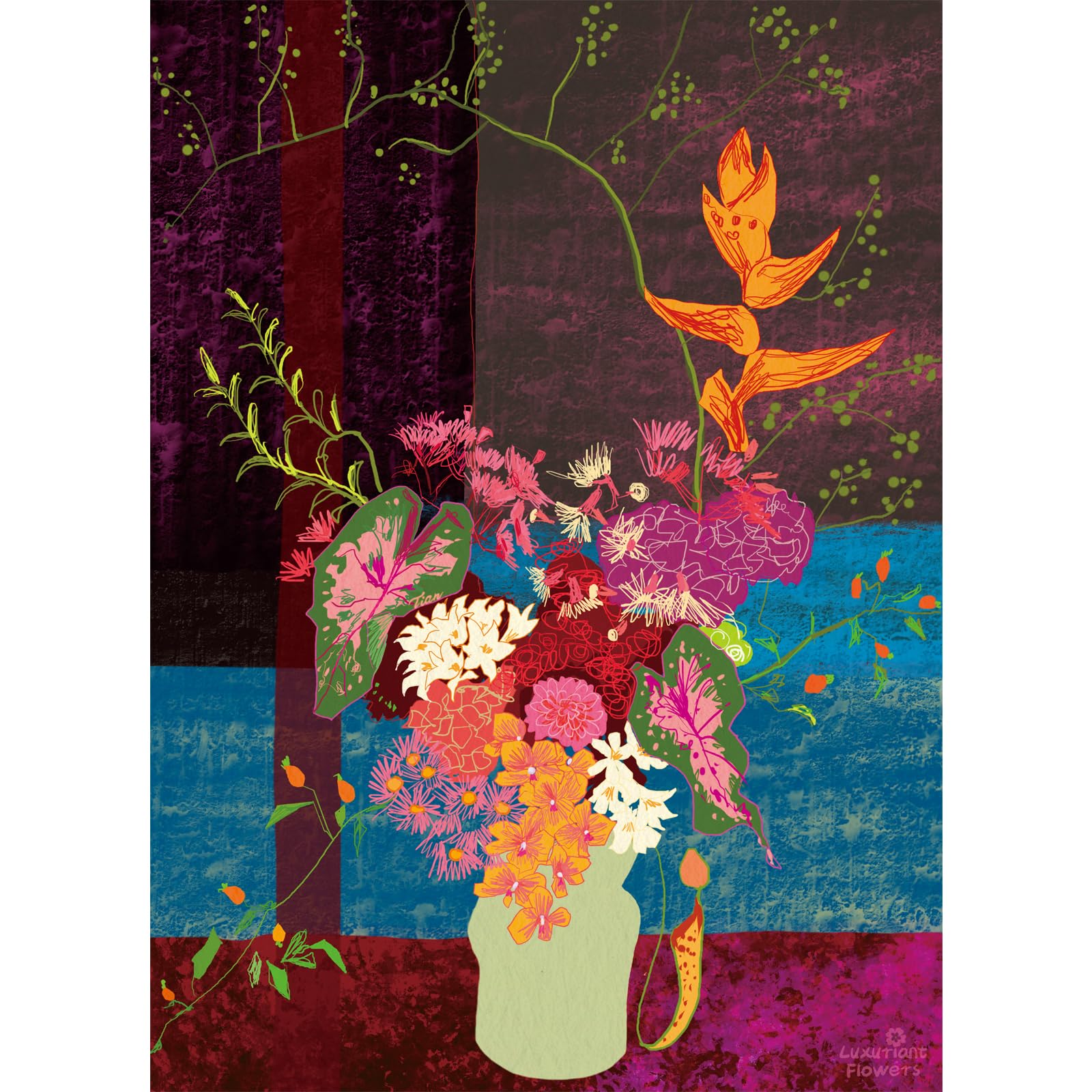 HUADADA 1000-Piece Blooming Flowers Jigsaw Puzzle – 27.5x19.7 Inch Finished Size with Poster