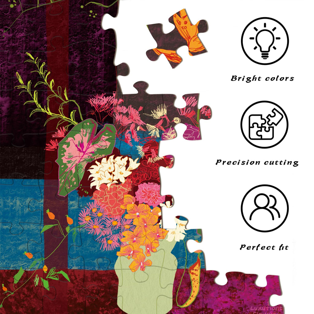 HUADADA 1000-Piece Blooming Flowers Jigsaw Puzzle – 27.5x19.7 Inch Finished Size with Poster