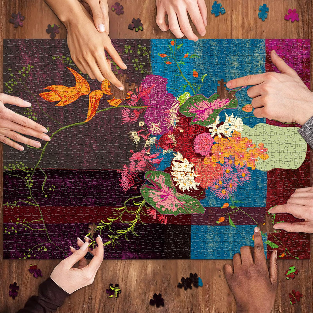 HUADADA 1000-Piece Blooming Flowers Jigsaw Puzzle – 27.5x19.7 Inch Finished Size with Poster