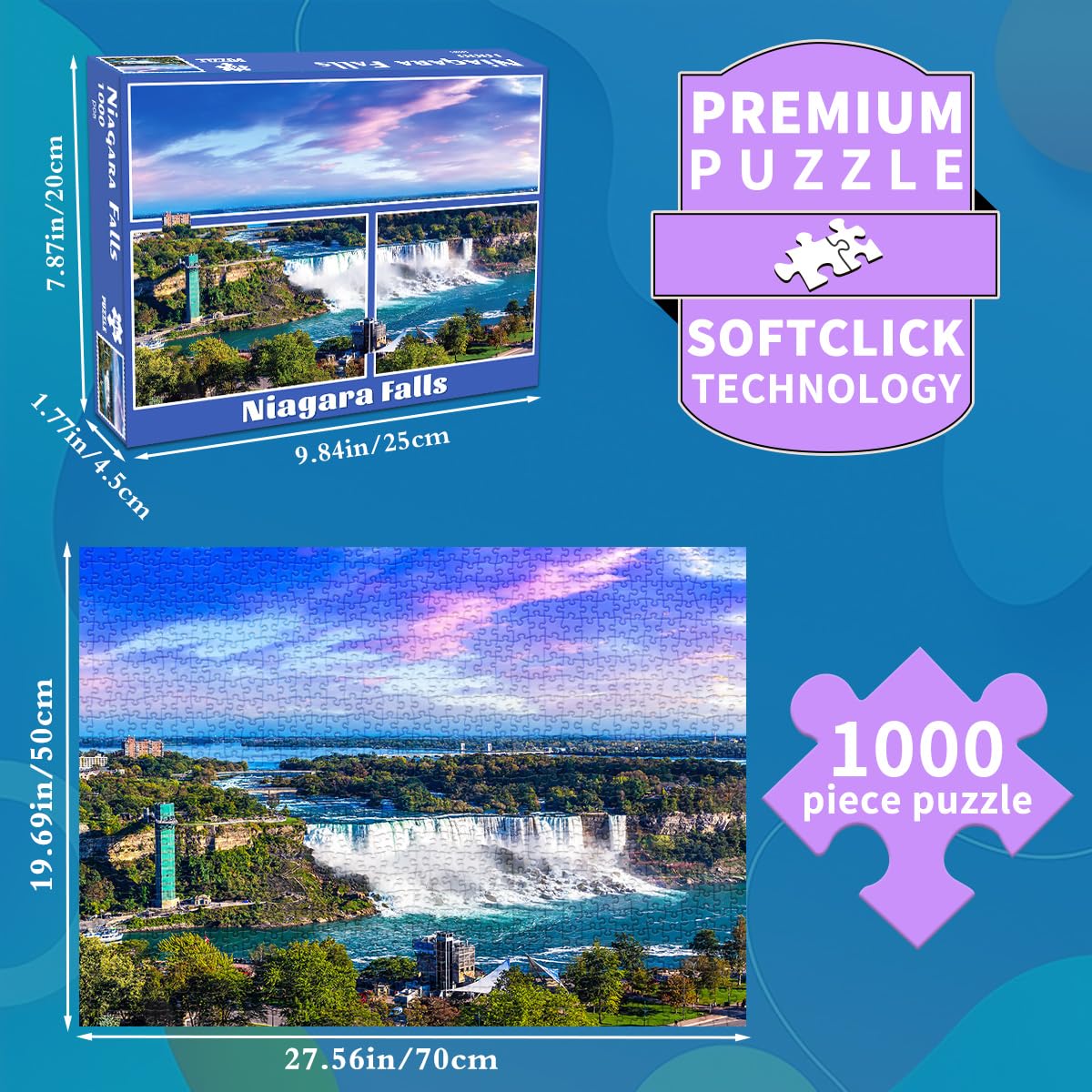HUADADA 1000 Piece Jigsaw Puzzle - Niagara Falls - for Adults