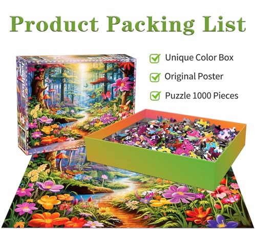HUADADA 1000 Piece Jigsaw Puzzle: Colorful Forests, Exotic Flowers & Plants for Adults