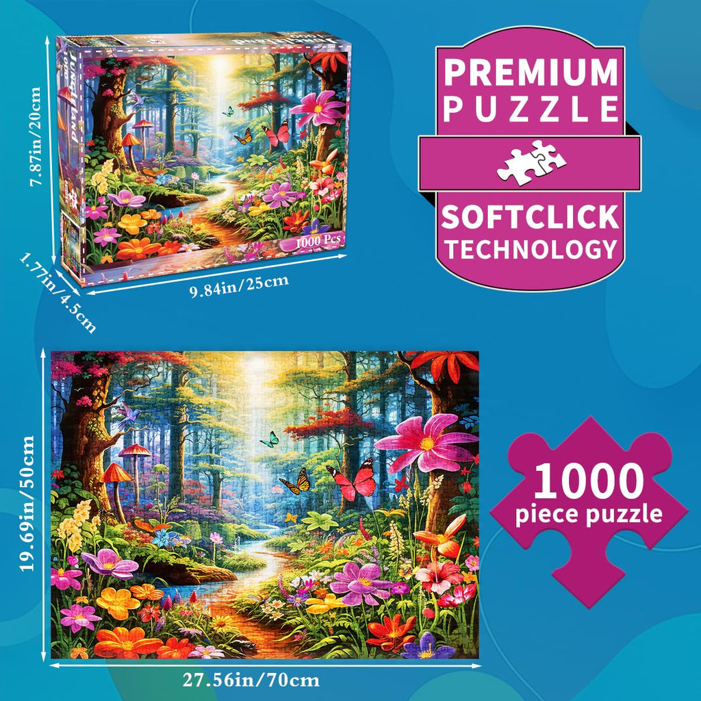 HUADADA 1000 Piece Jigsaw Puzzle: Colorful Forests, Exotic Flowers & Plants for Adults