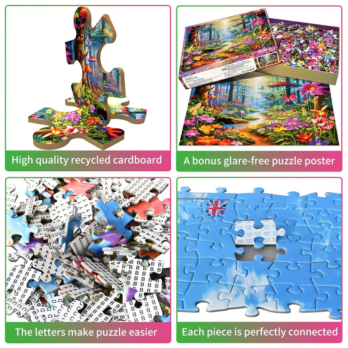 HUADADA 1000 Piece Jigsaw Puzzle: Colorful Forests, Exotic Flowers & Plants for Adults
