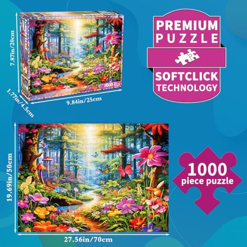 HUADADA 1000 Piece Jigsaw Puzzle: Colorful Forests, Exotic Flowers & Plants for Adults