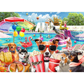 HUADADA 1000-Piece Jigsaw Puzzle: Dogs Pool Party, 27.5x19.6 Inches with Poster