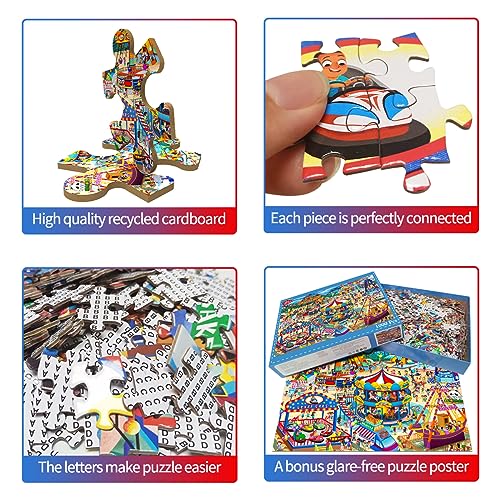 HUADADA 1000-Piece Jigsaw Puzzle for Adults – Amusement Park Theme, Premium Recycled Paper, Includes Glare-Free Poster
