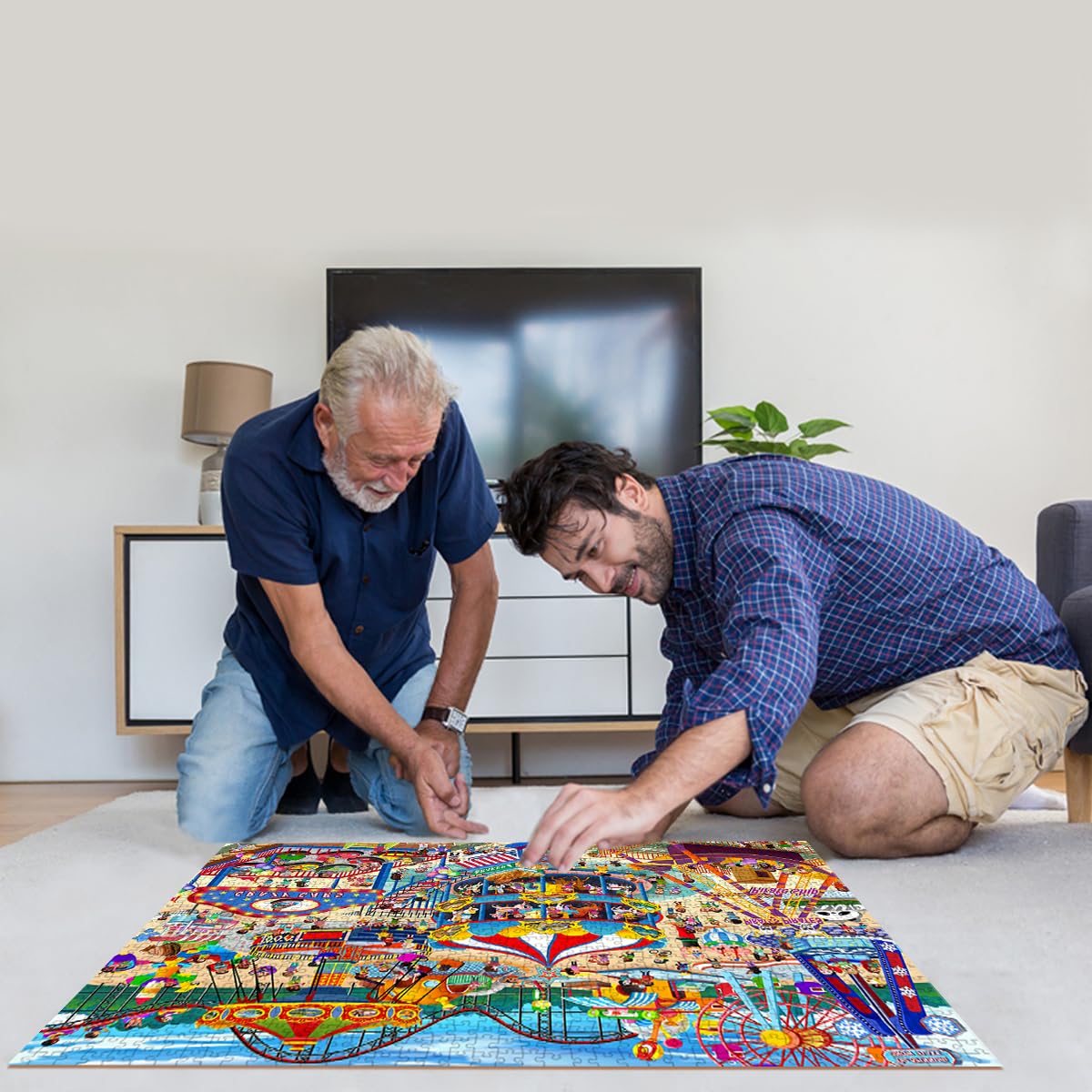 HUADADA 1000-Piece Jigsaw Puzzle for Adults – Amusement Park Theme, Premium Recycled Paper, Includes Glare-Free Poster