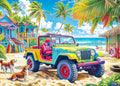 HUADADA 1000-Piece Jigsaw Puzzle for Adults – Colorful Beach Buggy – Recycled Non-Toxic Paper with Poster