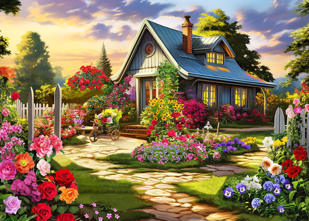 HUADADA 1000 Piece Jigsaw Puzzle for Adults – Colourful House of Flowers, Educational & Decorative