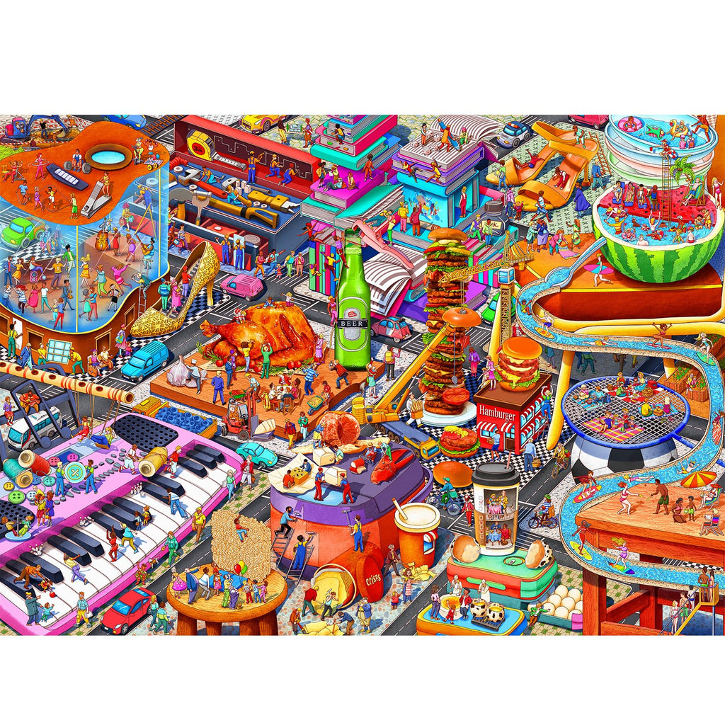 HUADADA 1000 Piece Jigsaw Puzzle for Adults – Little People's World Party with Letter Backing