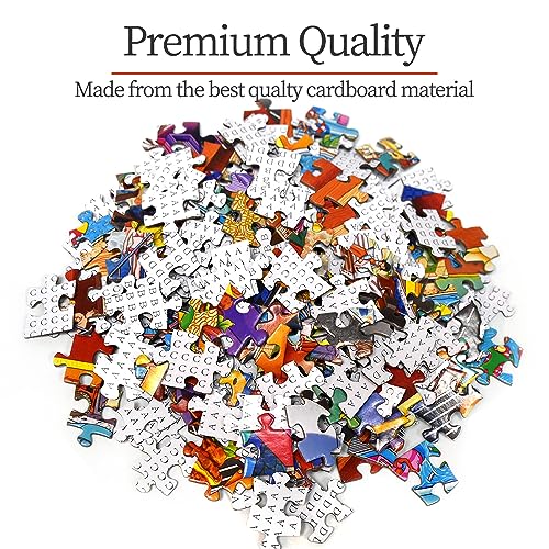 HUADADA 1000 Piece Jigsaw Puzzle for Adults – Little People's World Party with Letter Backing