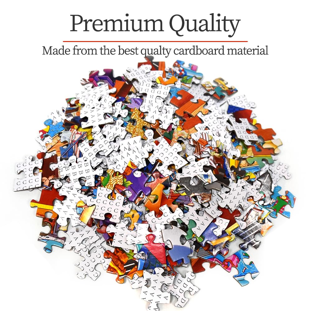 HUADADA 1000 Piece Jigsaw Puzzle for Adults – Little People's World Party with Letter Backing