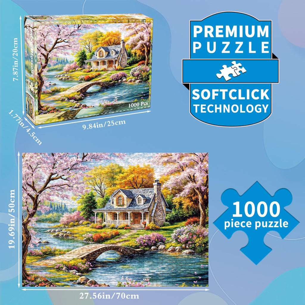 HUADADA 1000 Piece Jigsaw Puzzle: Idyllic Rural Summer Landscape for Adults