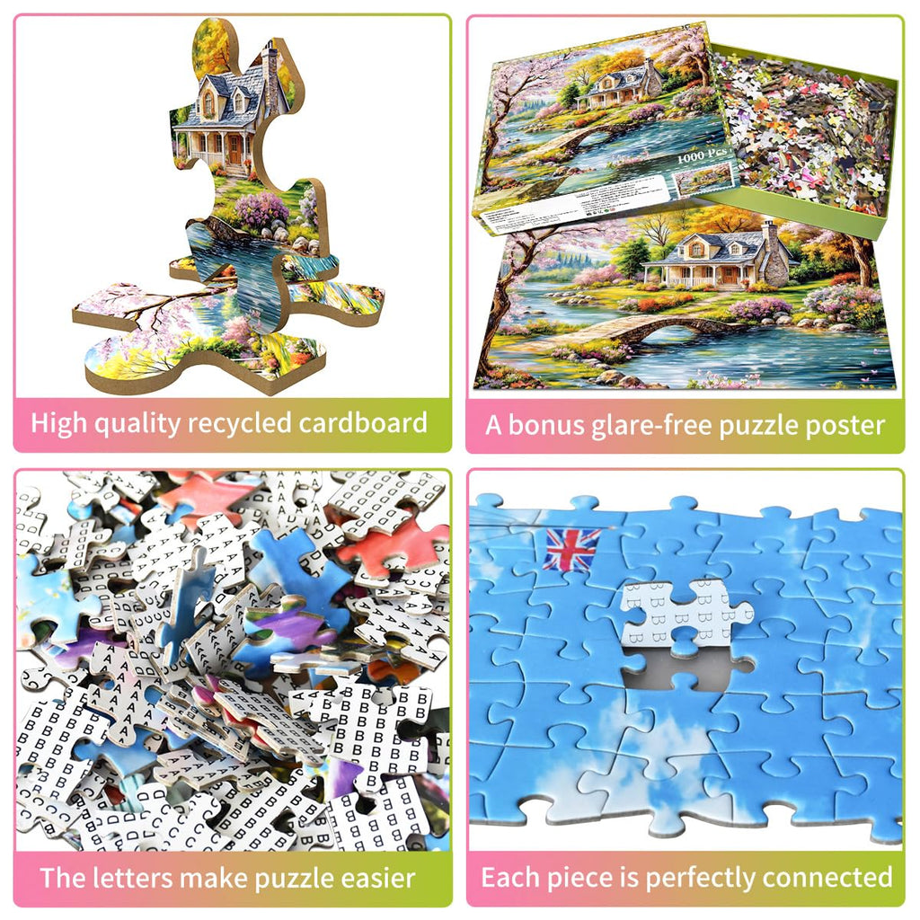 HUADADA 1000 Piece Jigsaw Puzzle: Idyllic Rural Summer Landscape for Adults