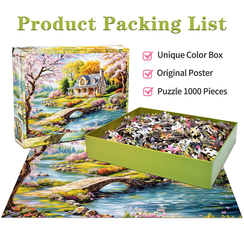 HUADADA 1000 Piece Jigsaw Puzzle: Idyllic Rural Summer Landscape for Adults