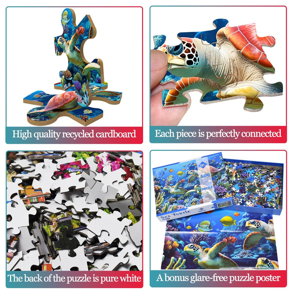 HUADADA 500 Piece Sea Turtle Jigsaw Puzzle – Underwater World, 19.3 x 13.7 Inches