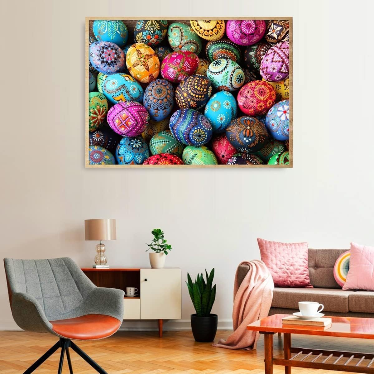 HUADADA Easter Egg 1000 Piece Puzzle – Large 27.56" x 19.69" Jigsaw with Letter Backing