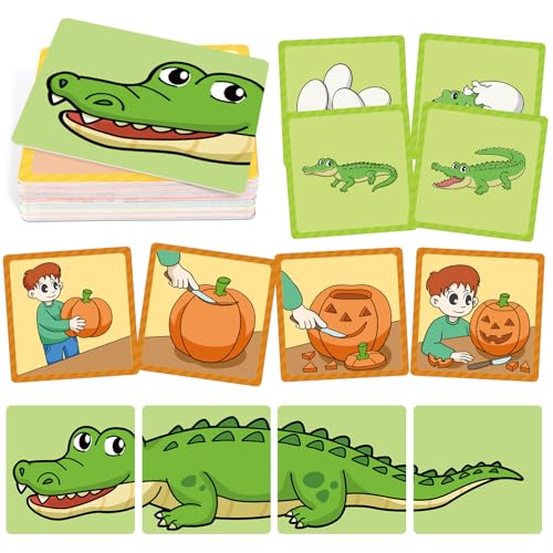 HugHush Sequencing Cards - 48 Color-Coded Story Cards for Speech Therapy, Social Skills & Preschool Learning