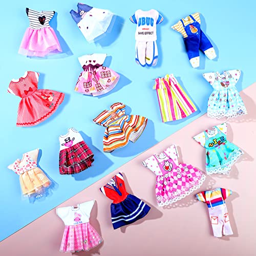 Hungdao 16-Piece Doll Clothes Set for 6-Inch Dolls - Assorted Outfits with Hook-and-Loop Closures