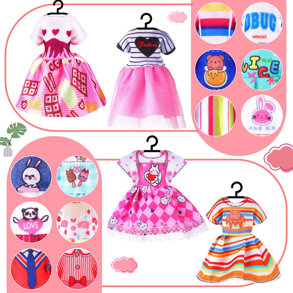 Hungdao 16-Piece Doll Clothes Set for 6-Inch Dolls - Assorted Outfits with Hook-and-Loop Closures